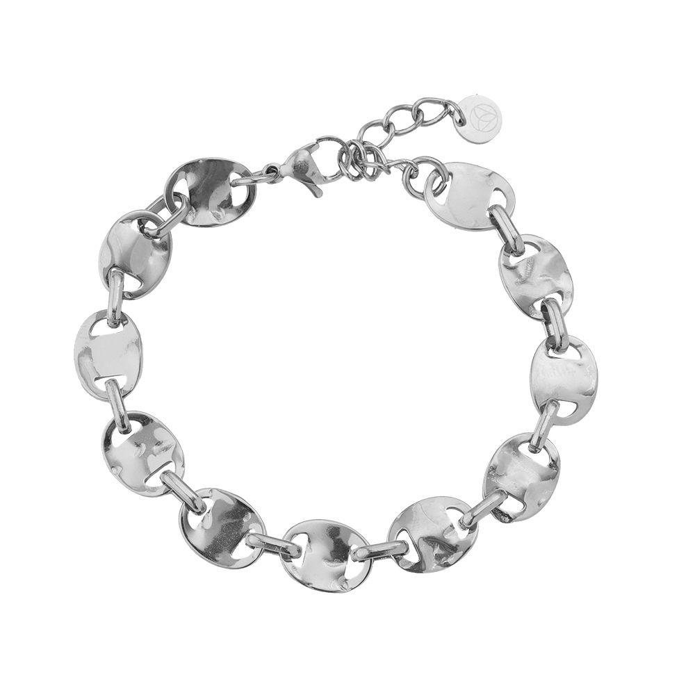 17cm Irregular Plate Linked With Oval Stainless Steel Bracelet  