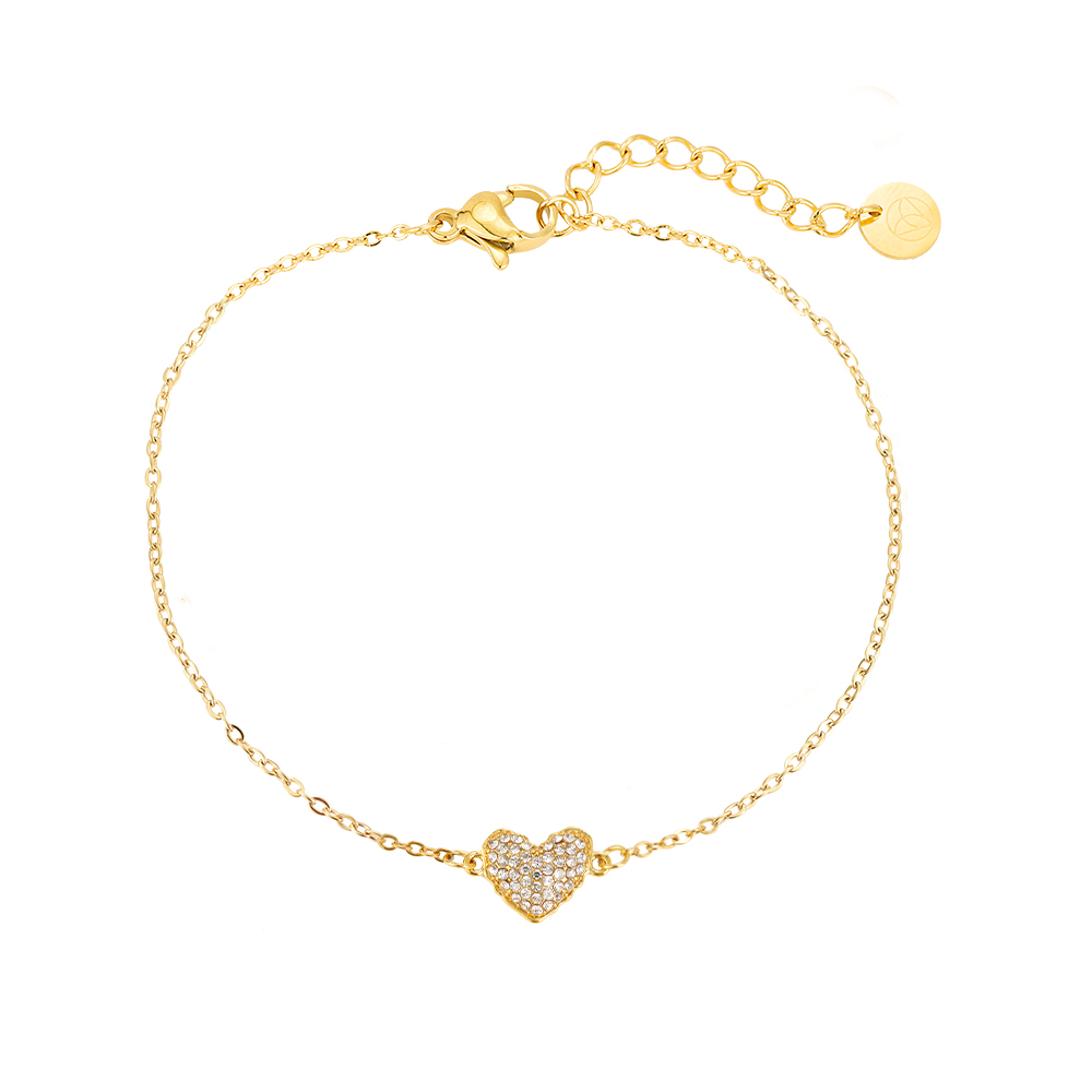 17cm Heart With Diamonds Edelstahl Armkette 