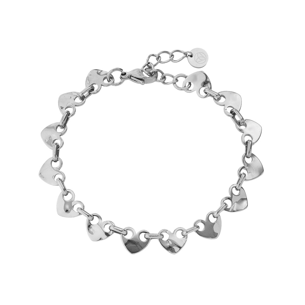 17cm Irregular Hearts Linked With Oval Stainless Steel Bracelet   