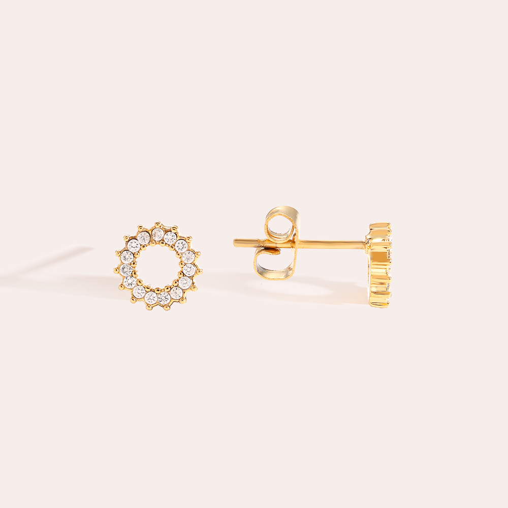 Cycle Flower Diamond Boucles d'oreilles en acier inoxydable 