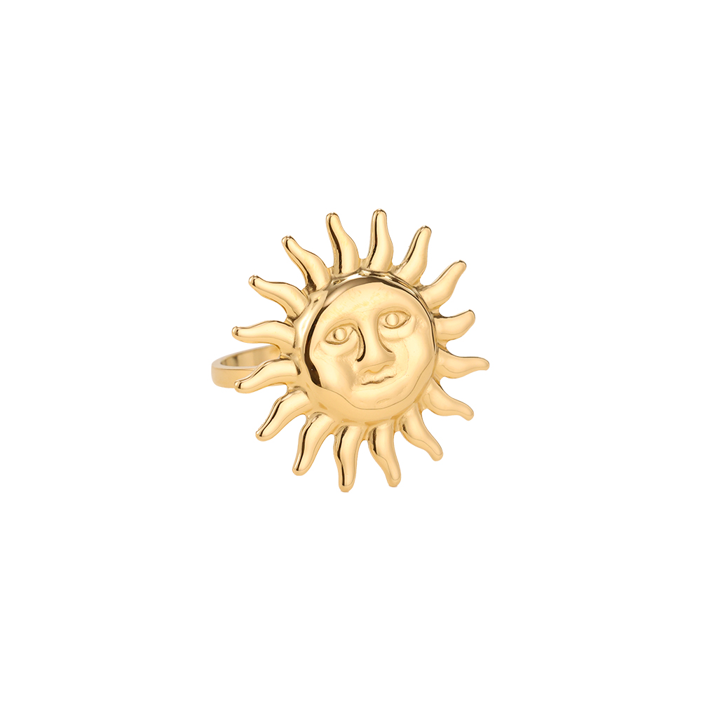 Just Sun Face Edelstahl Ring       