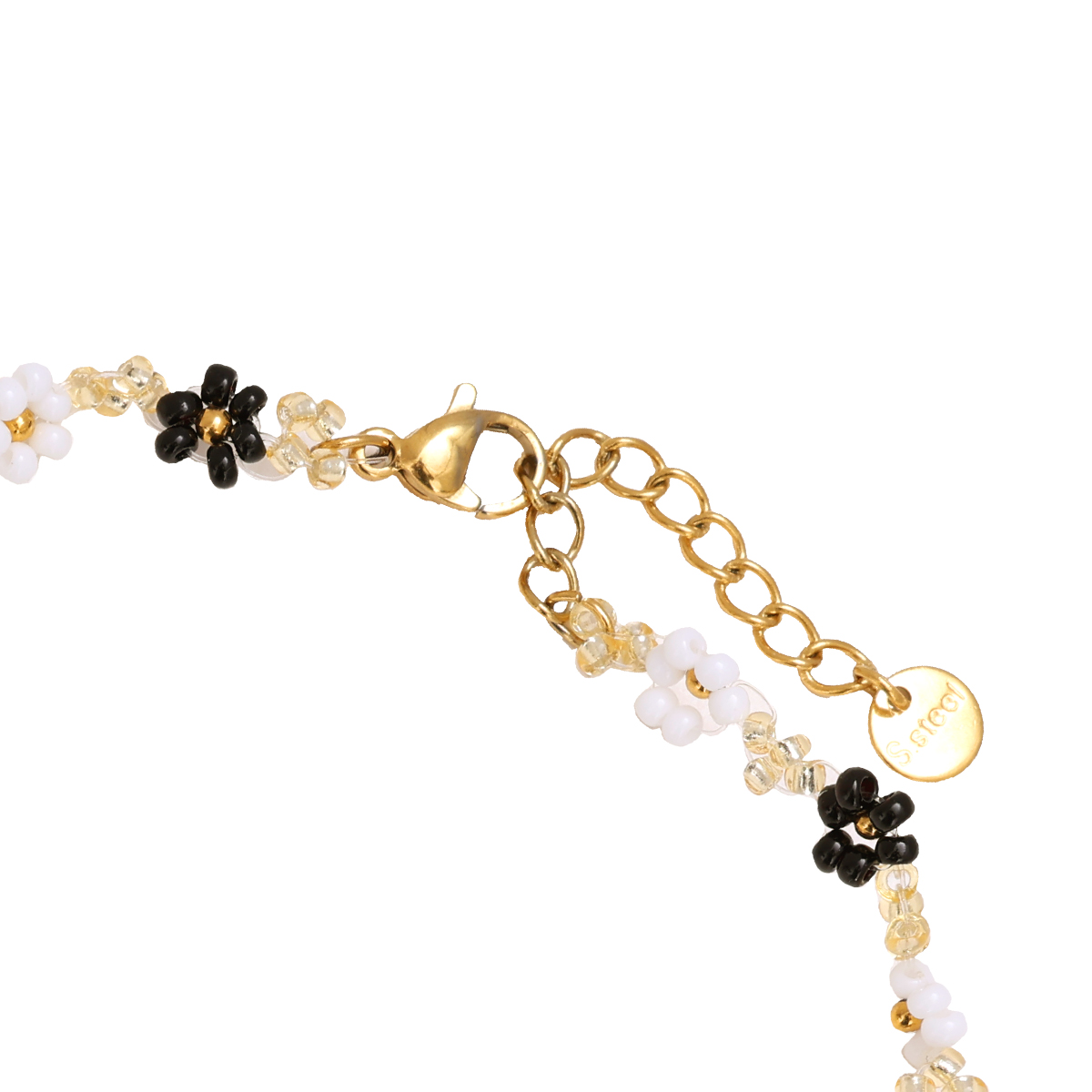 22cm Varitious Colour Flowers With Gold Beads Deco Summer Stainless Steel Anklet