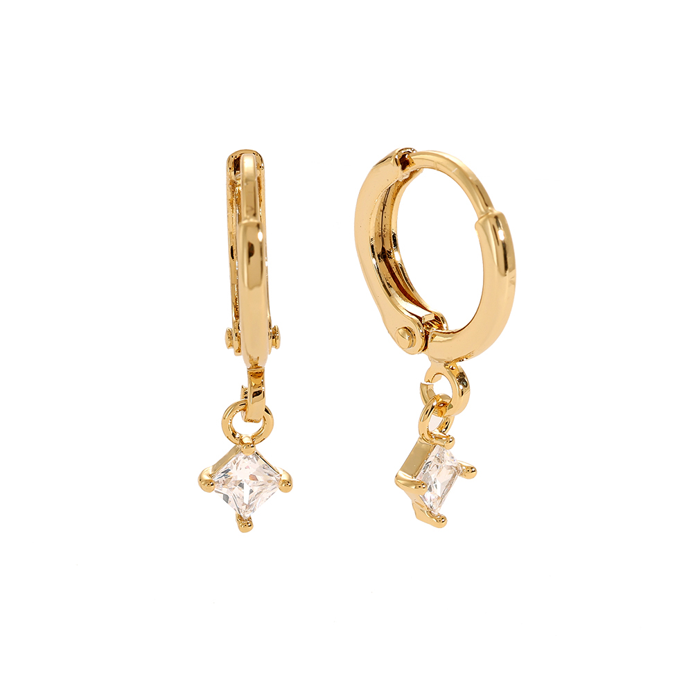 One Cube Diamond Gold-plated Earrings   