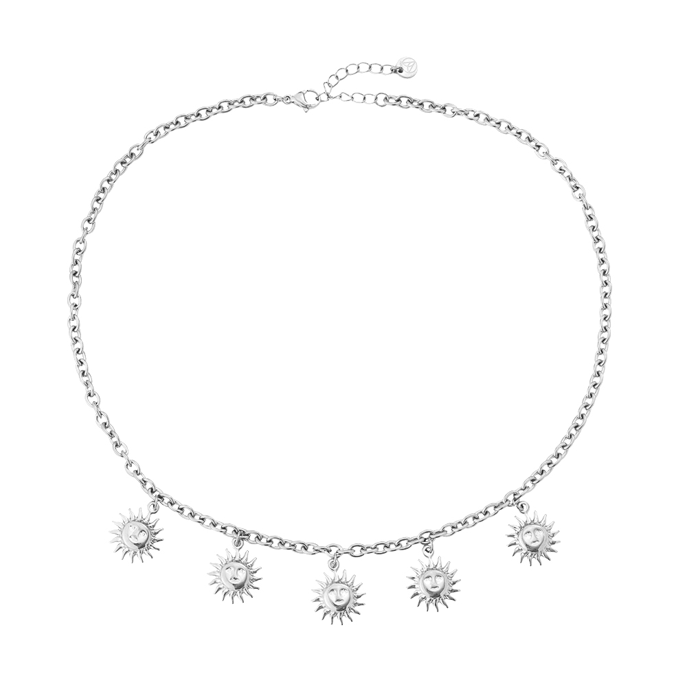 39cm Multi Sun With Dick Oval Chain Stainless Steel Necklace    