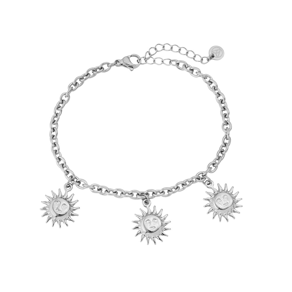 17cm Multi Sun With Thick Oval Chain Stainless Steel Bracelet   