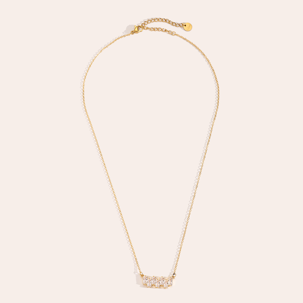 42cm Up And Down Diamonds Collier en acier inoxydable   