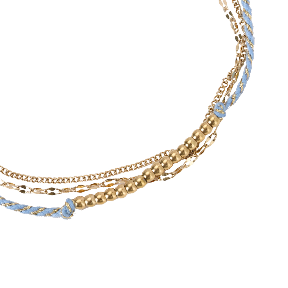 23cm Triple Chain Gold Beads Edelstahl Fußkette 