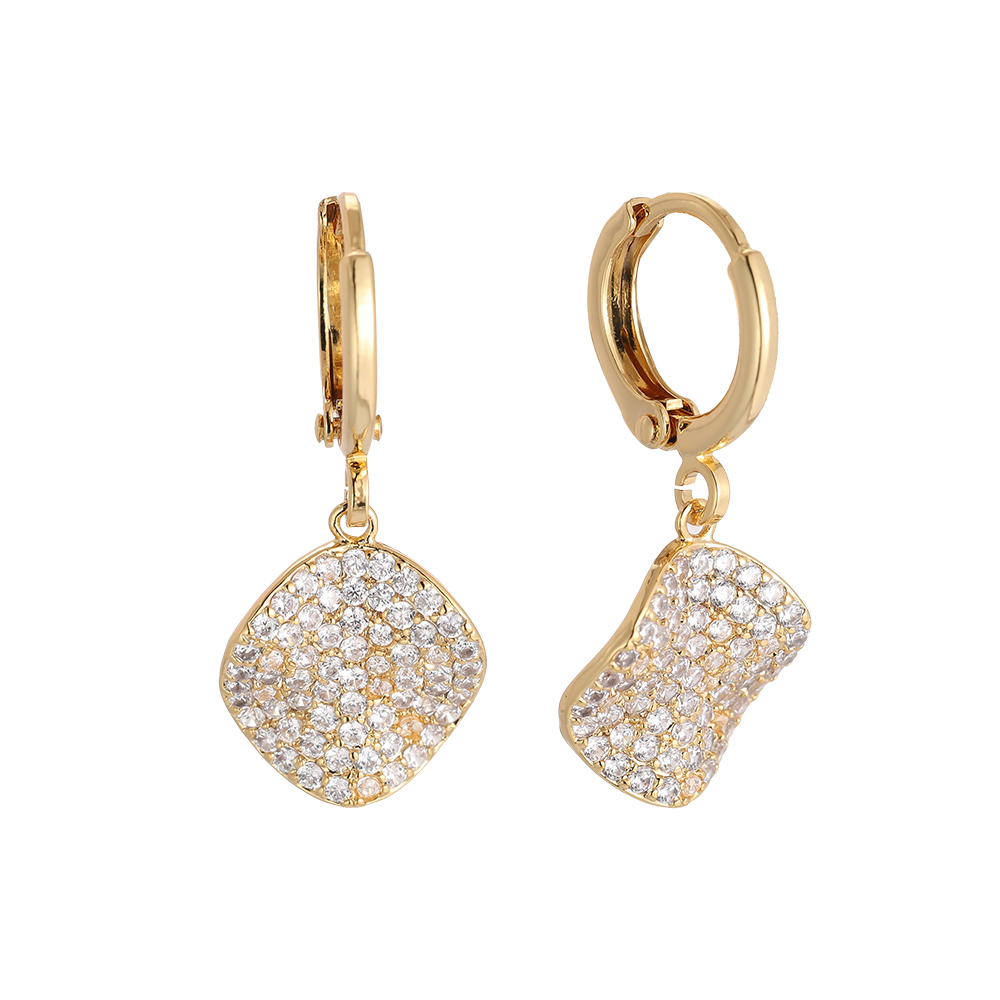  Curled Diamond Pie Gold-plated Earrings     