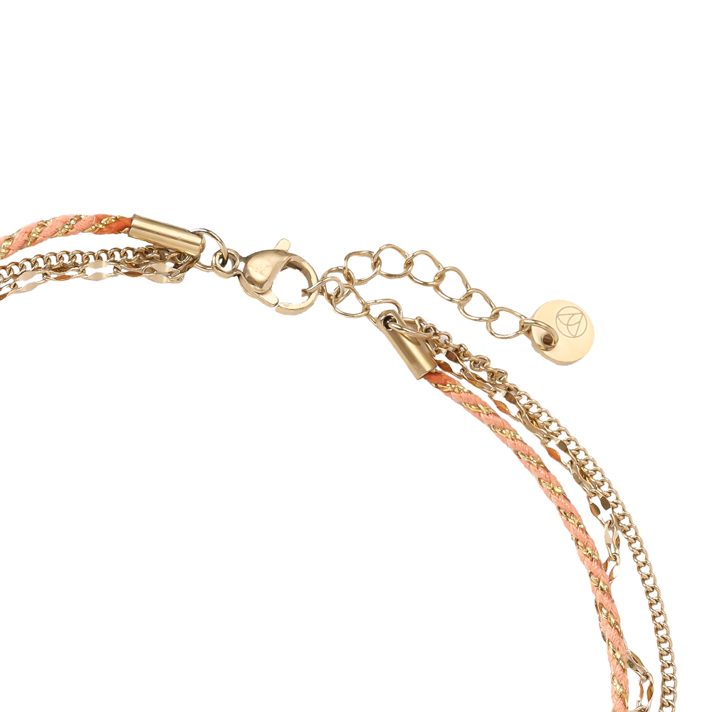 23cm Triple Chain Gold Beads stainless steel anklet 