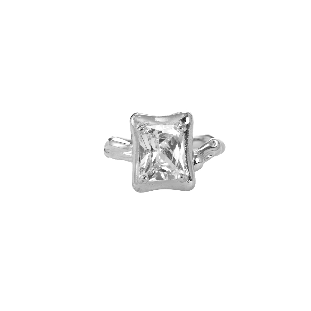 Big Diamond Cube Lava stainless steel ring    