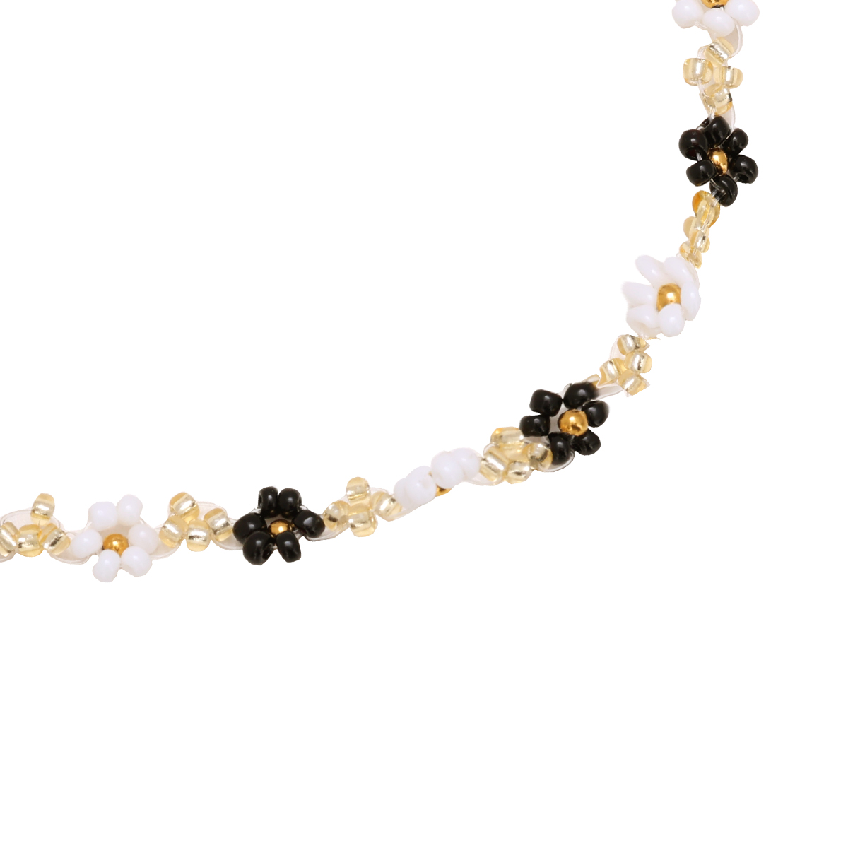 22cm Varitious Colour Flowers With Gold Beads Deco Summer Stainless Steel Anklet