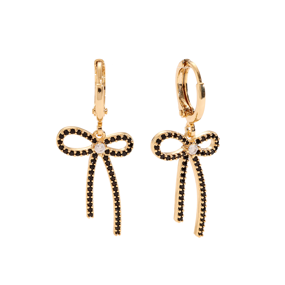 Mini Diamonds In Bowtie Gold-plated Earrings   