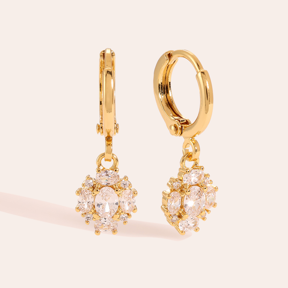 Glory Diamond Flower Gold-plated Earrings     