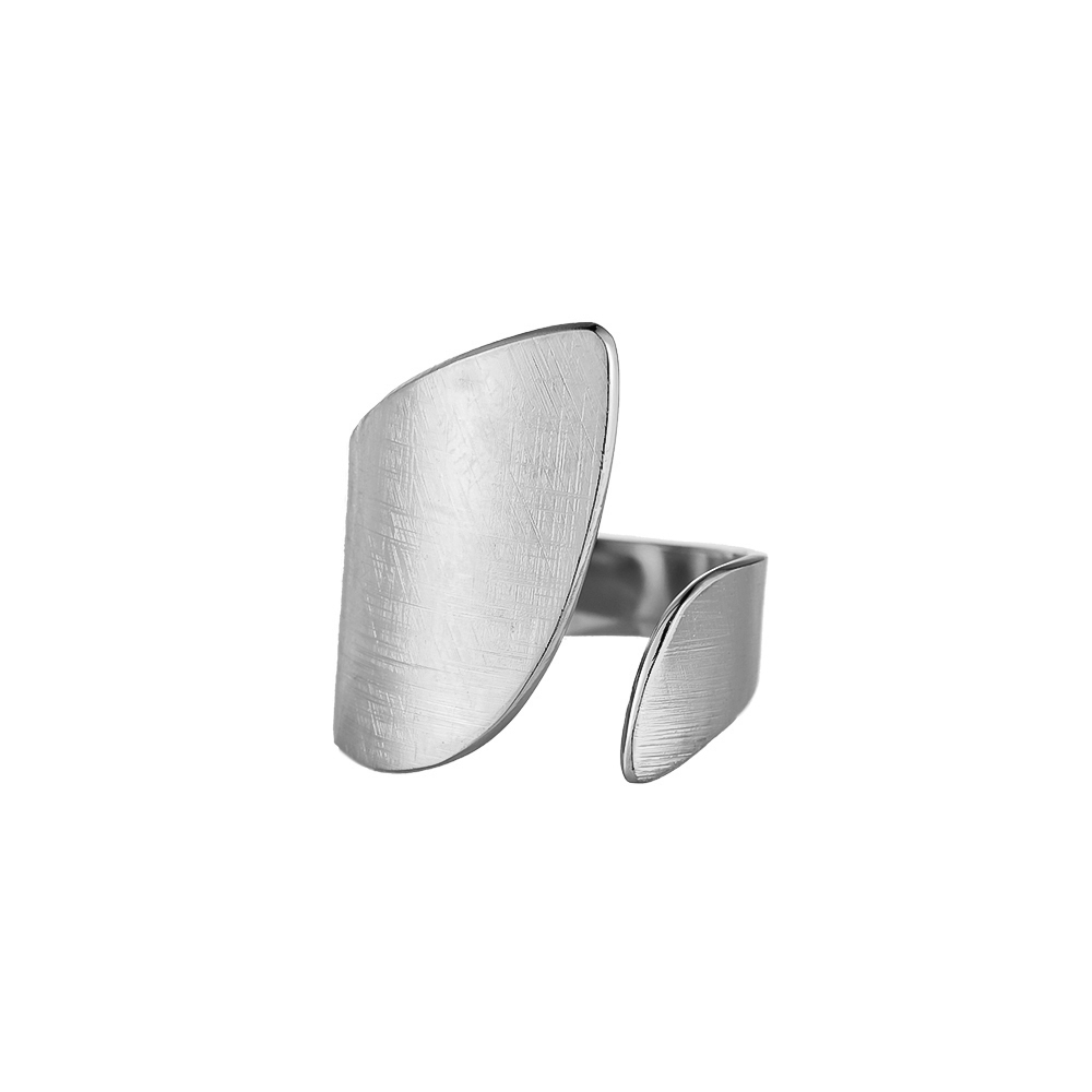 Cross Hatched Shield stainless steel ring