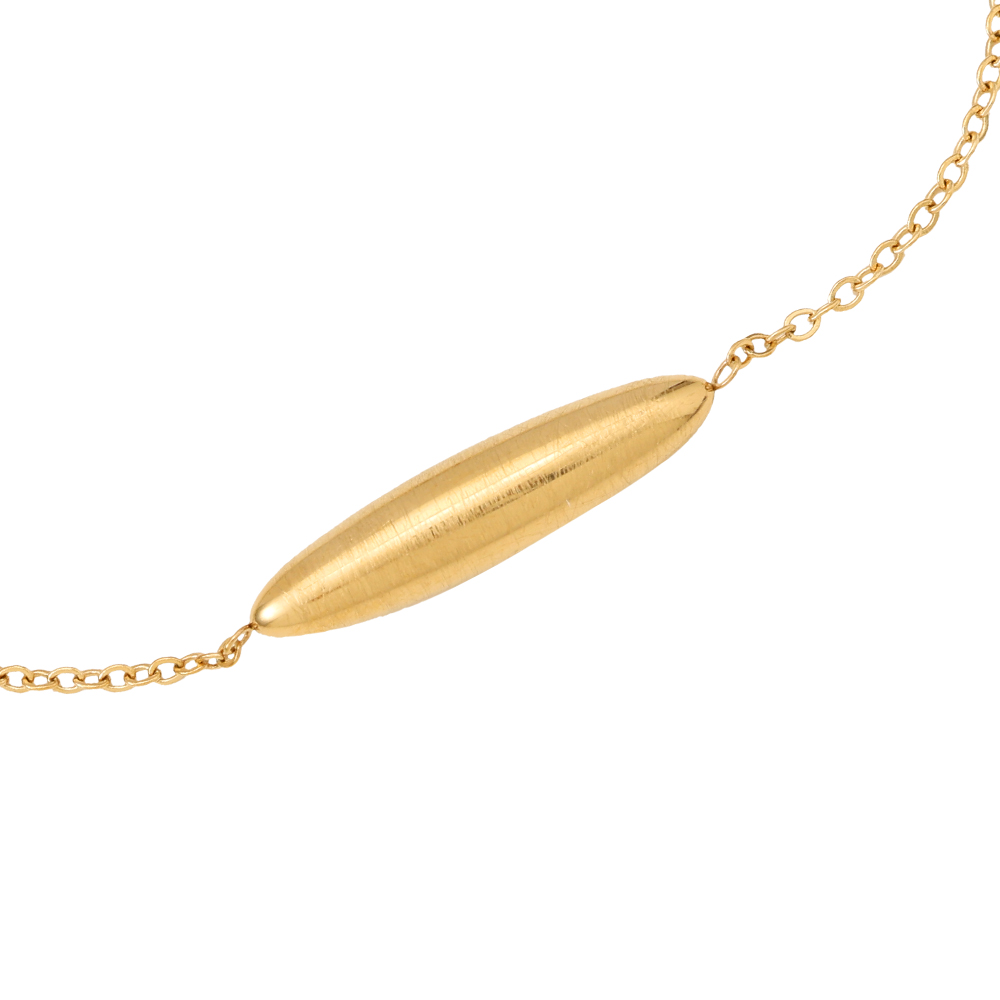  17cm Gold Matte Tube Simple Chain Stainless Steel Bracelet   