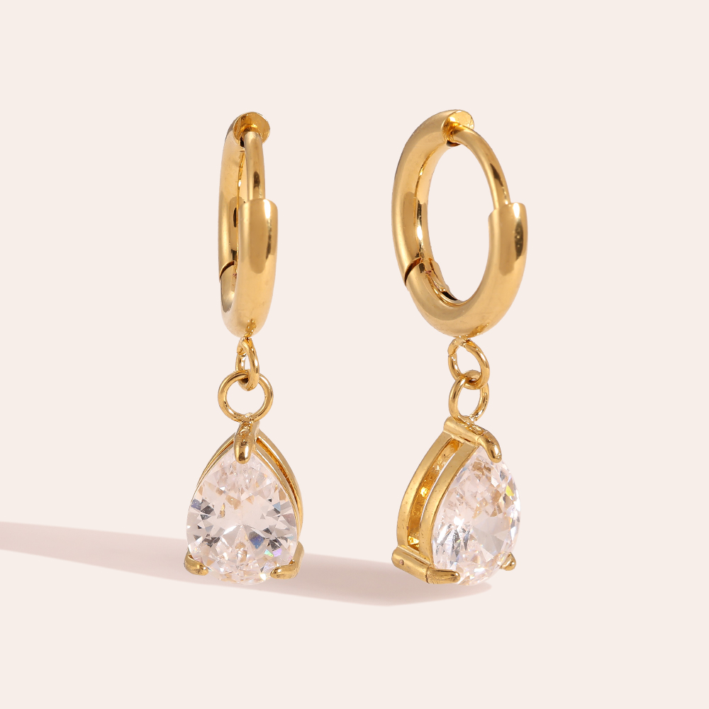 Big Diamond Drop Boucles d'oreilles en acier inoxydable    