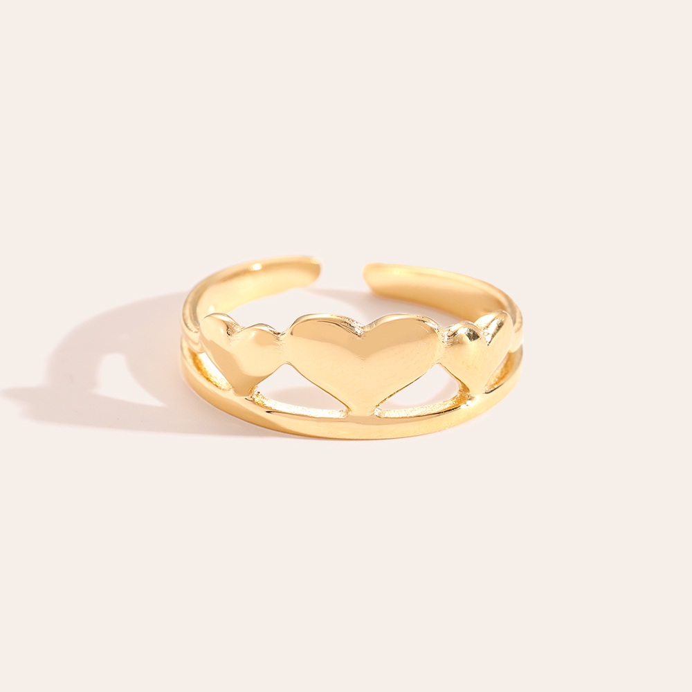 Hearts Crown Edelstahl Ring   