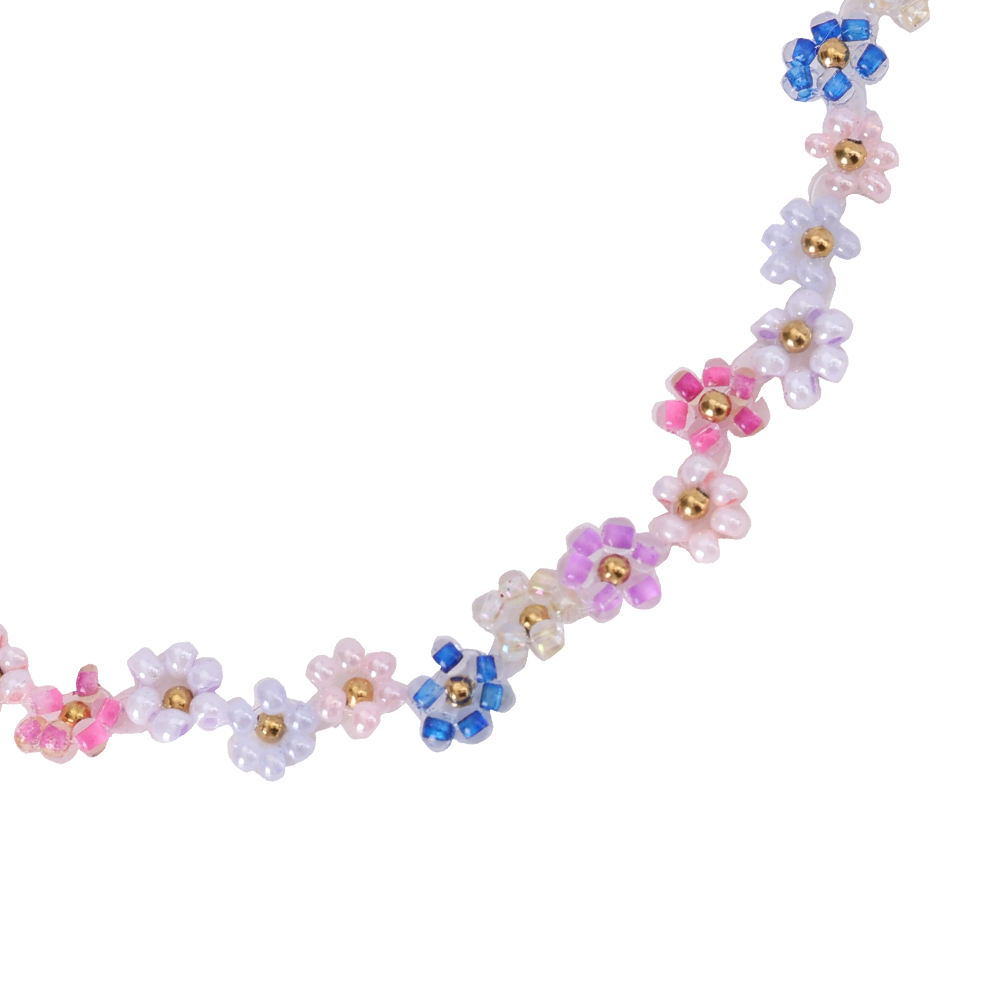 22cm Only Varitious Colour Beads Flowers Summer stainless steel anklet  