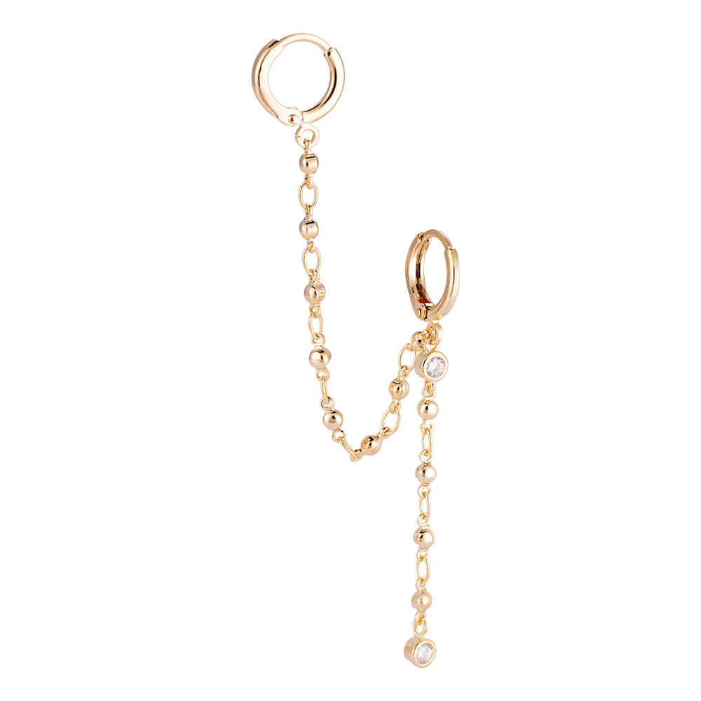 Small Balls Chain Double Rings Plated Earring