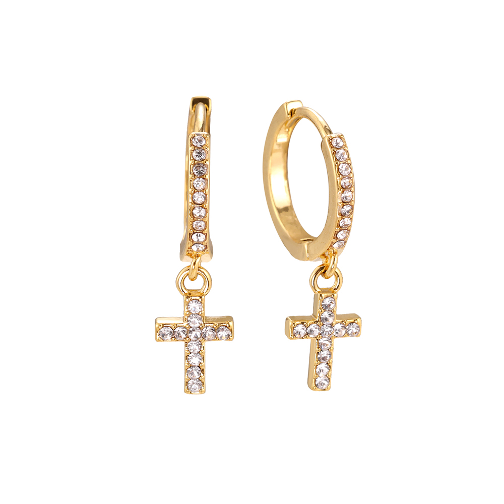 A Cross With Diamonds Edelstahl Ohrringe     