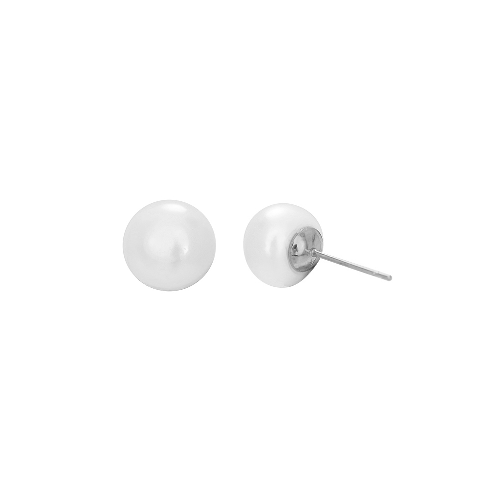 10mm Simple Fresh Water Pearl Stainless Steel Earrings    