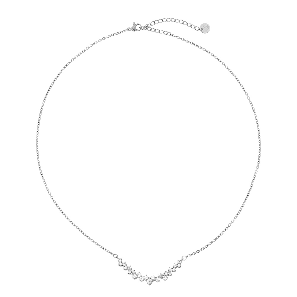 40cm Arc-shaped Smile With Diamonds stainless steel necklace       