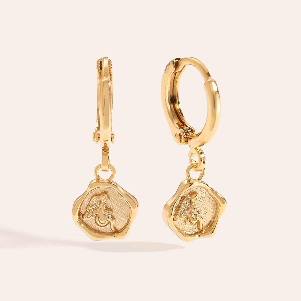 Angel Shield gold-plated earrings  