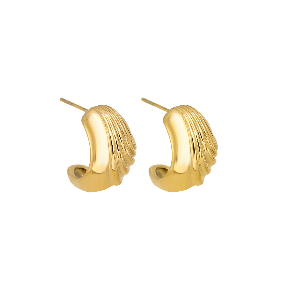 Golden Snail Home With Stripe Stainless Steel Earrings 