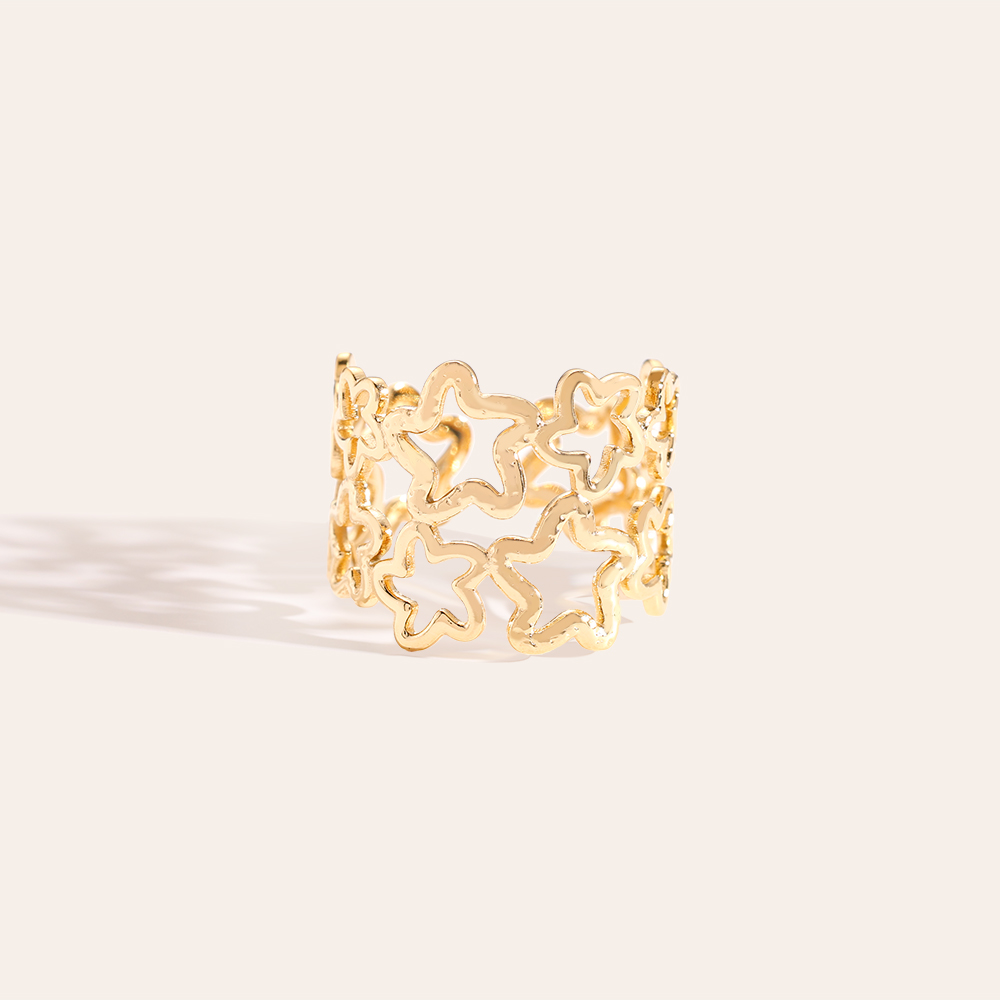 Double Layer Stars Edelstahl Ring       