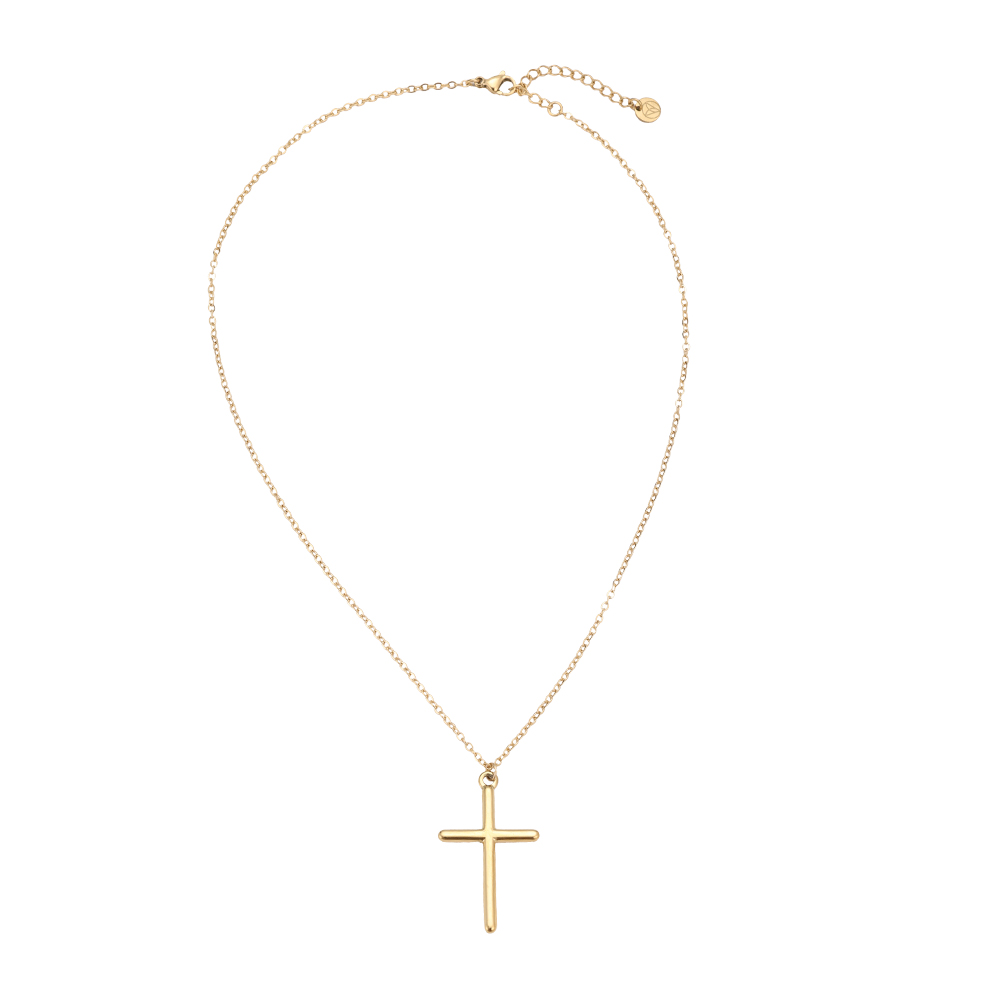 39cm Classic Cross Simple Chain Edelstahl Halskette  