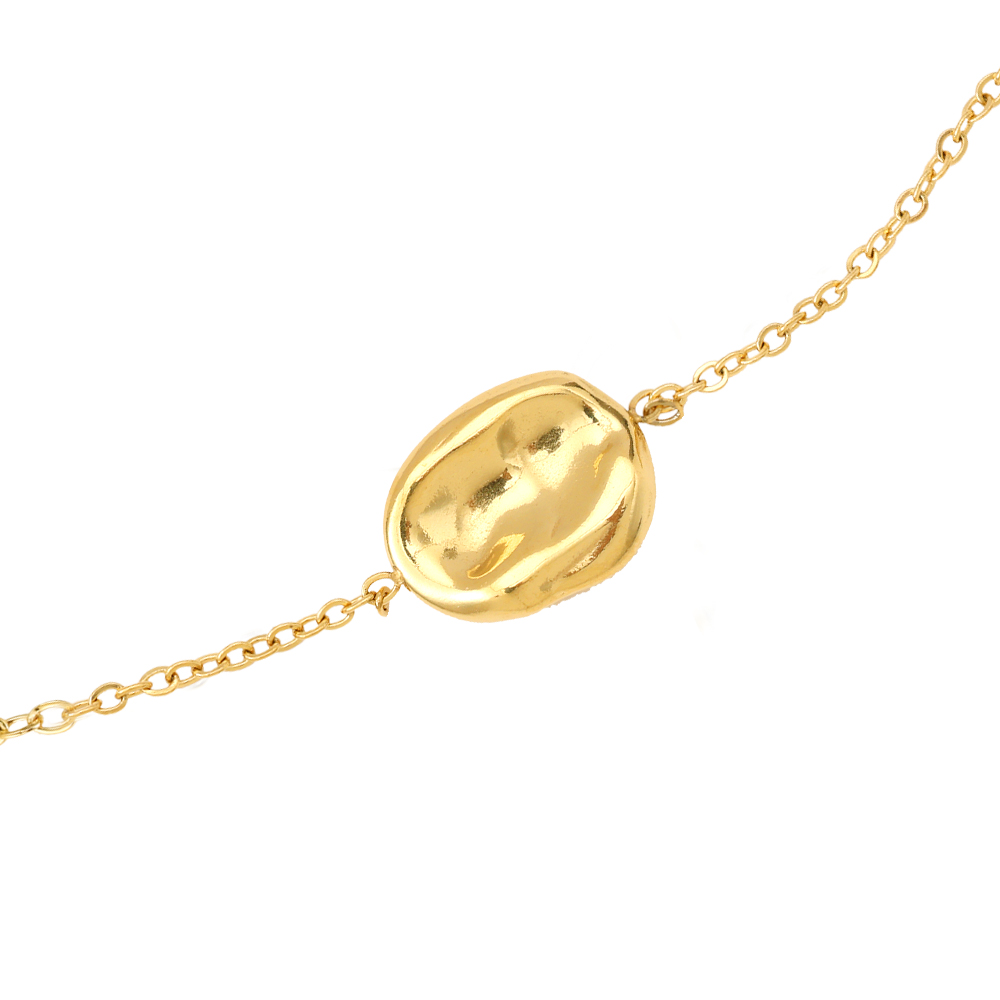 17cm Gold Plate Simple Chain Stainless Steel Bracelet    
