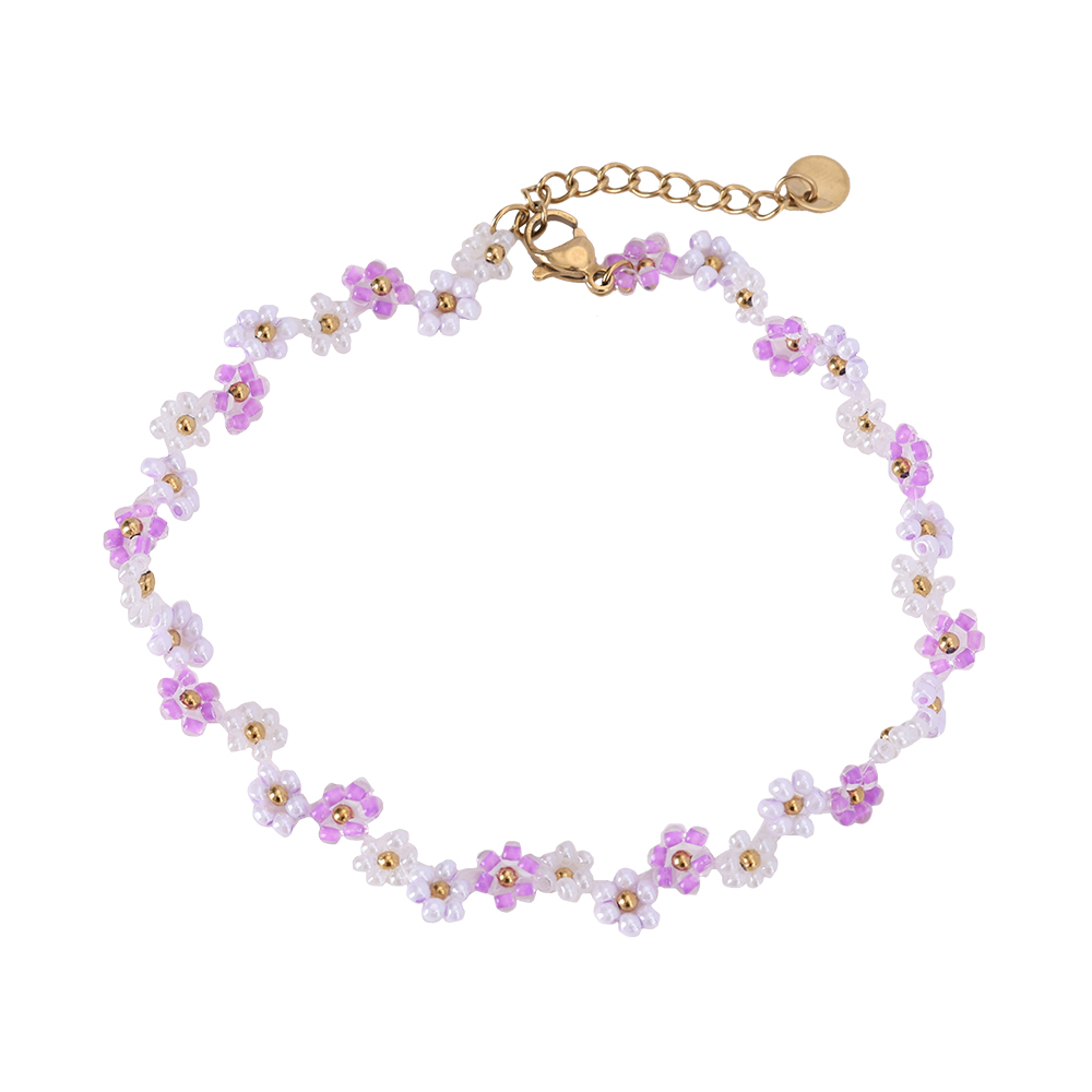 22cm Only Varitious Colour Beads Flowers Summer stainless steel anklet  