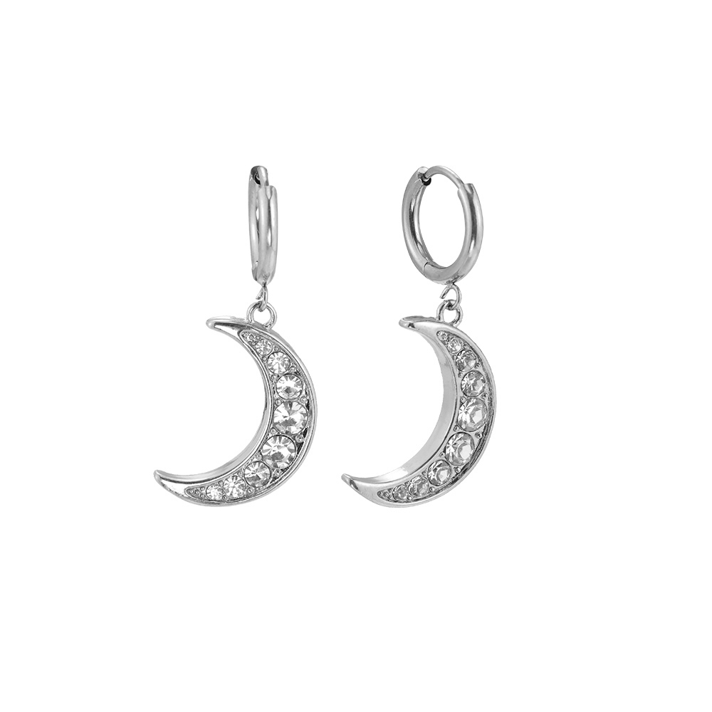 Super Diamond Moon stainless steel earrings     