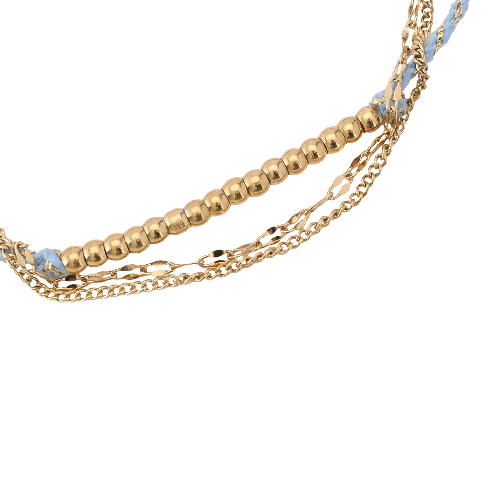 17cm Triple Chain Gold Beads stainless steel bracelet