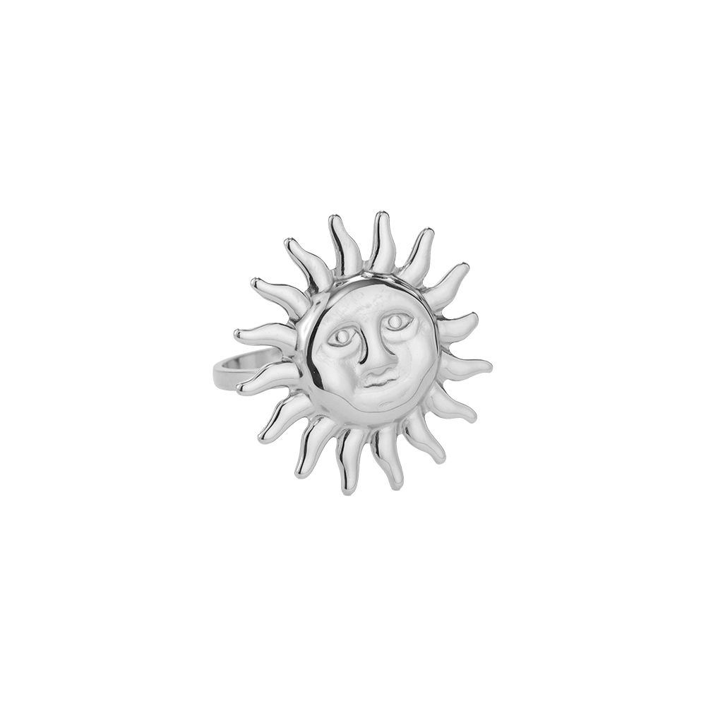 Just Sun Face Edelstahl Ring       