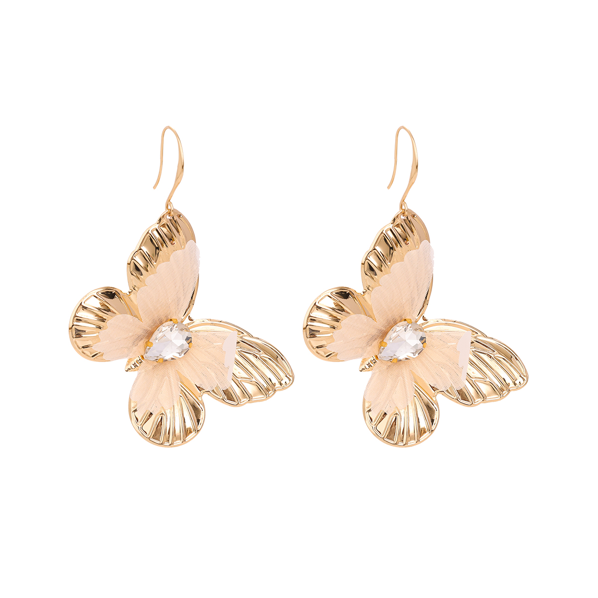 Huge Gold Butterfly Earrings    