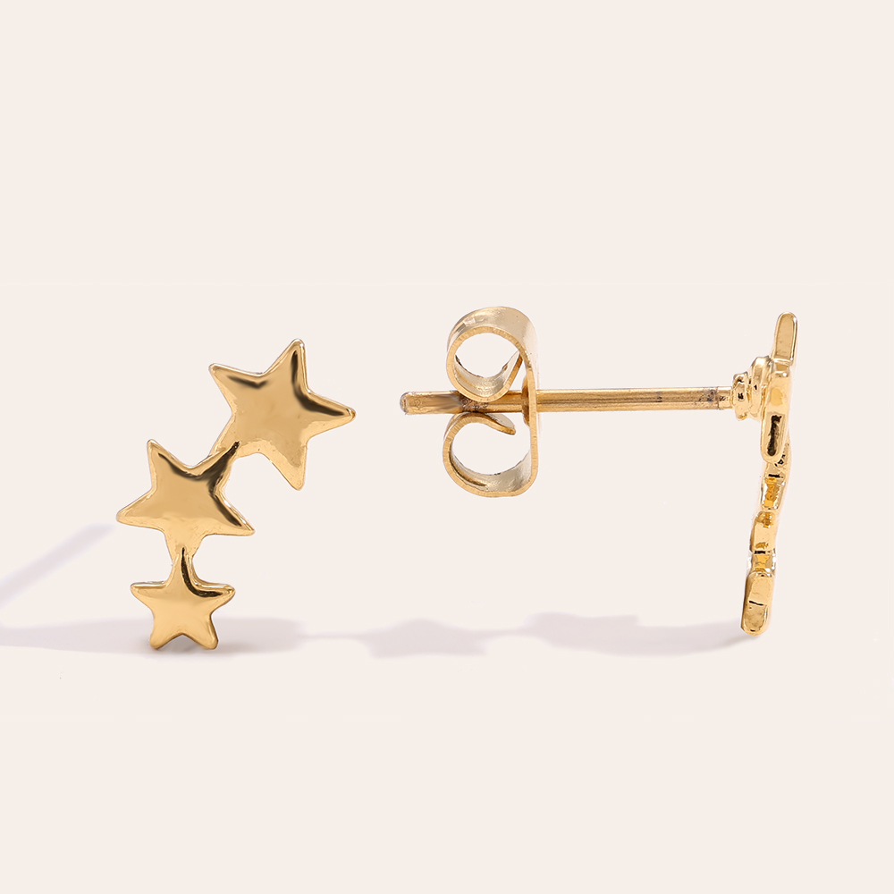 Three Stars Boucles d'oreilles en acier inoxydable    