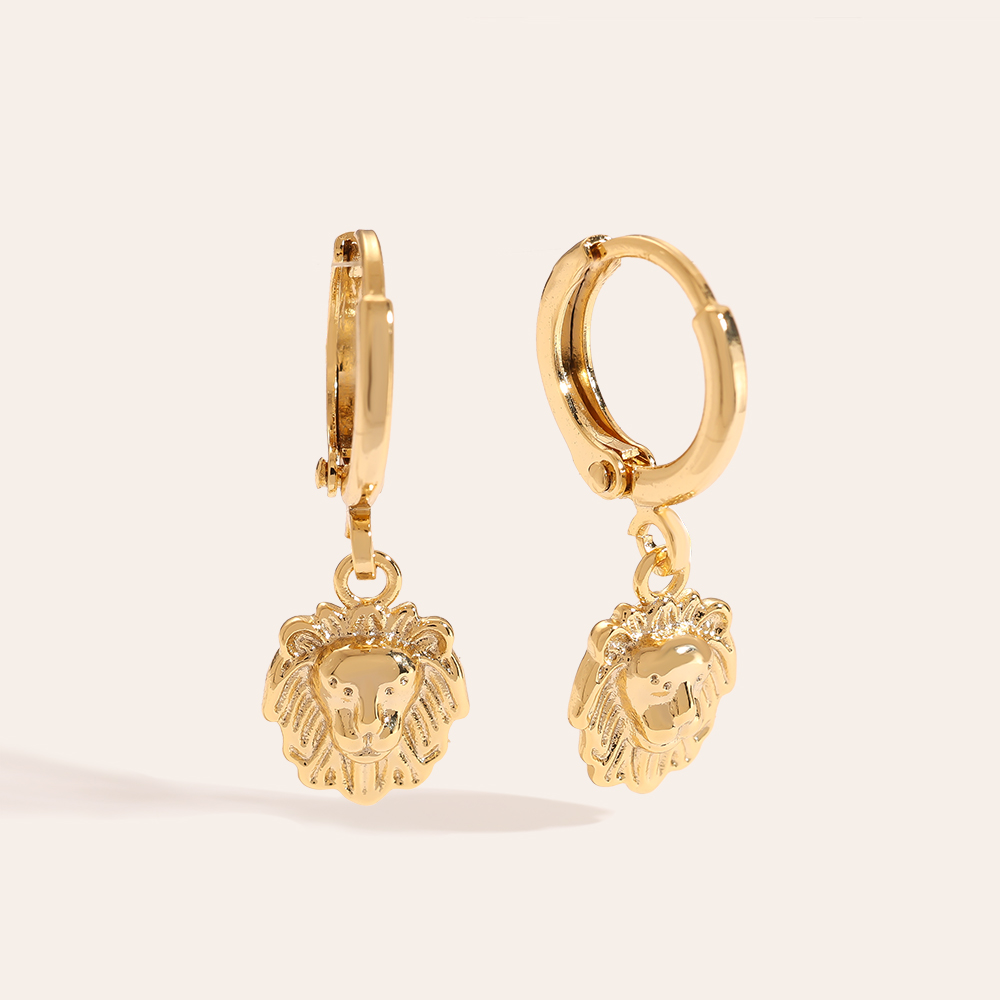 Head Of Lion gold-plated earrings    