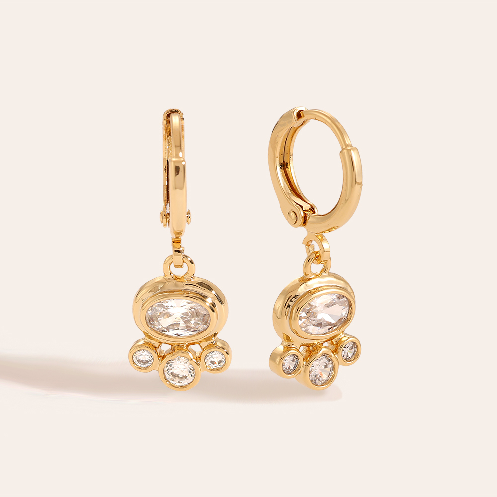 Diamond Cute Footprint Gold-plated Earrings 