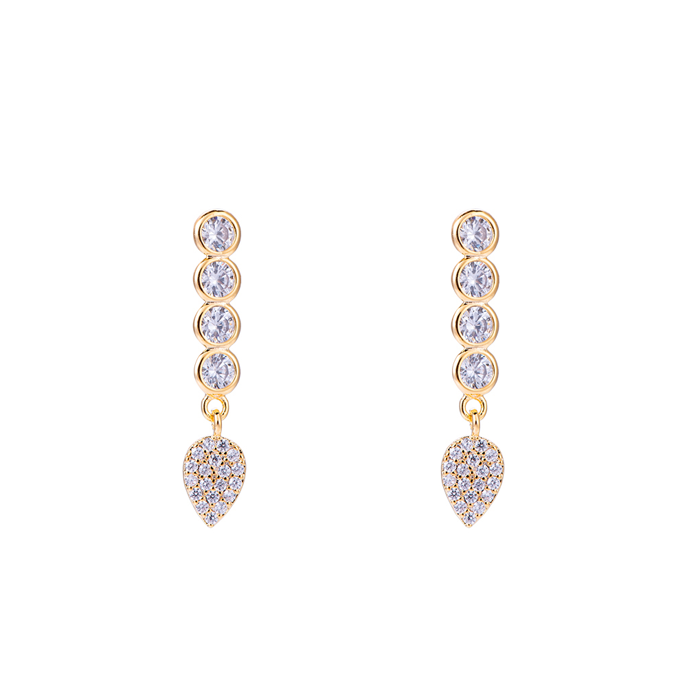 Crystal Leaf gold-plated earrings