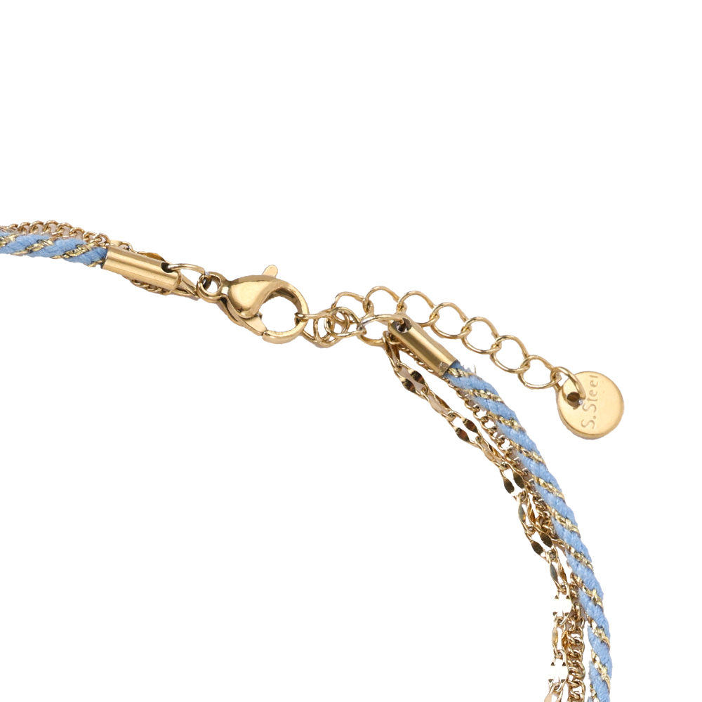 23cm Triple Chain Gold Beads stainless steel anklet 