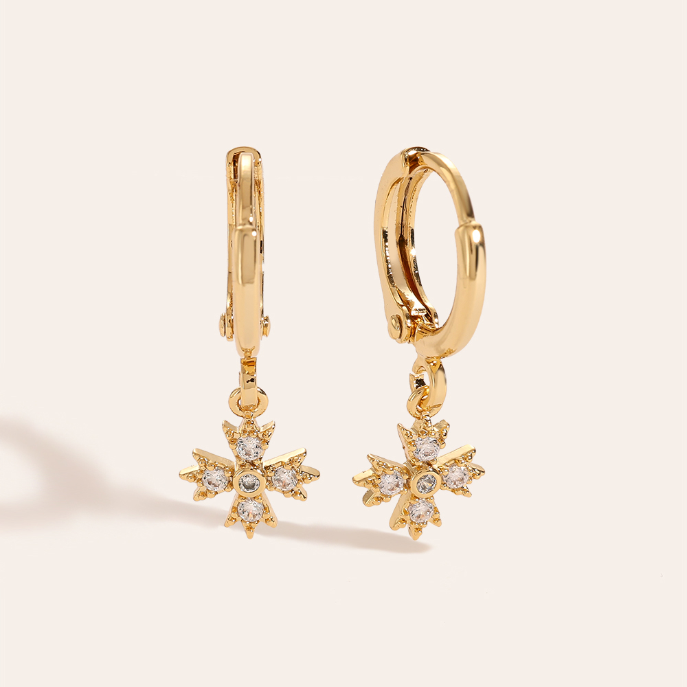 4 Mini Diamond Crowns Gold-plated Earrings   