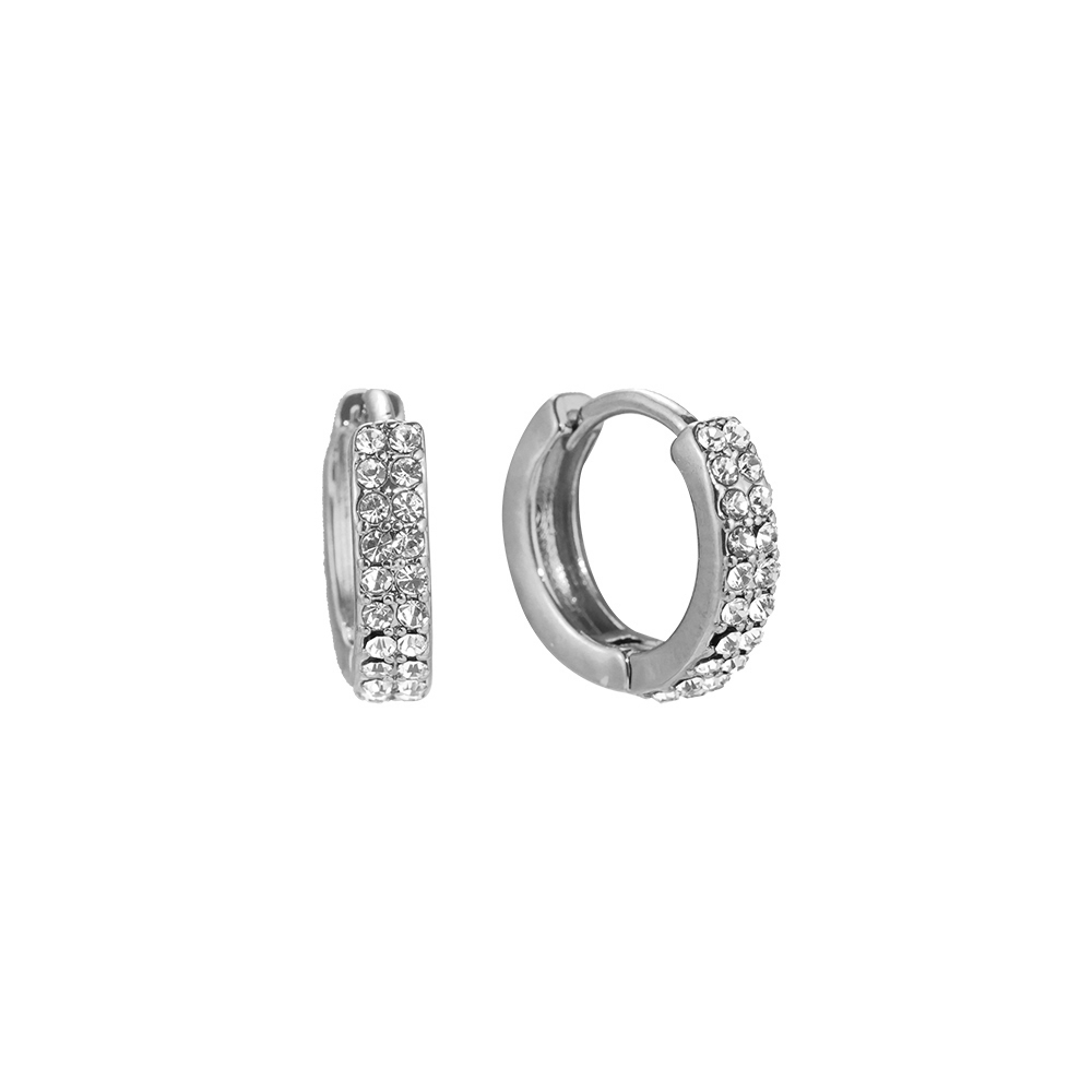 12mm Double Diamond Line stainless steel earrings  