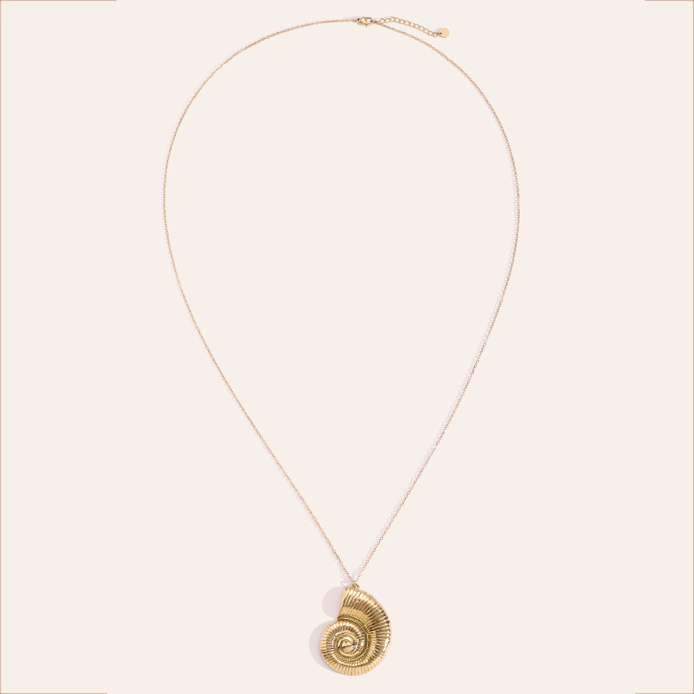 80cm Golden Big Sea Snail stainless steel necklace       