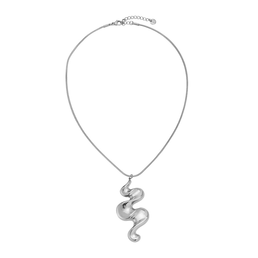 39cm Doodle Curve With Round Snake Chain Stainless Steel Necklace    