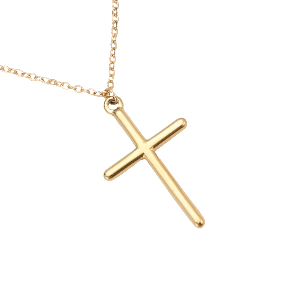 39cm Classic Cross Simple Chain stainless steel necklace  