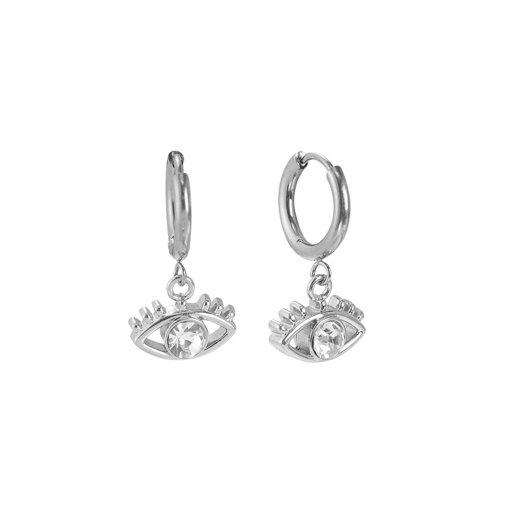 Pretty Eye With Diamond Stainless Steel Earrings  