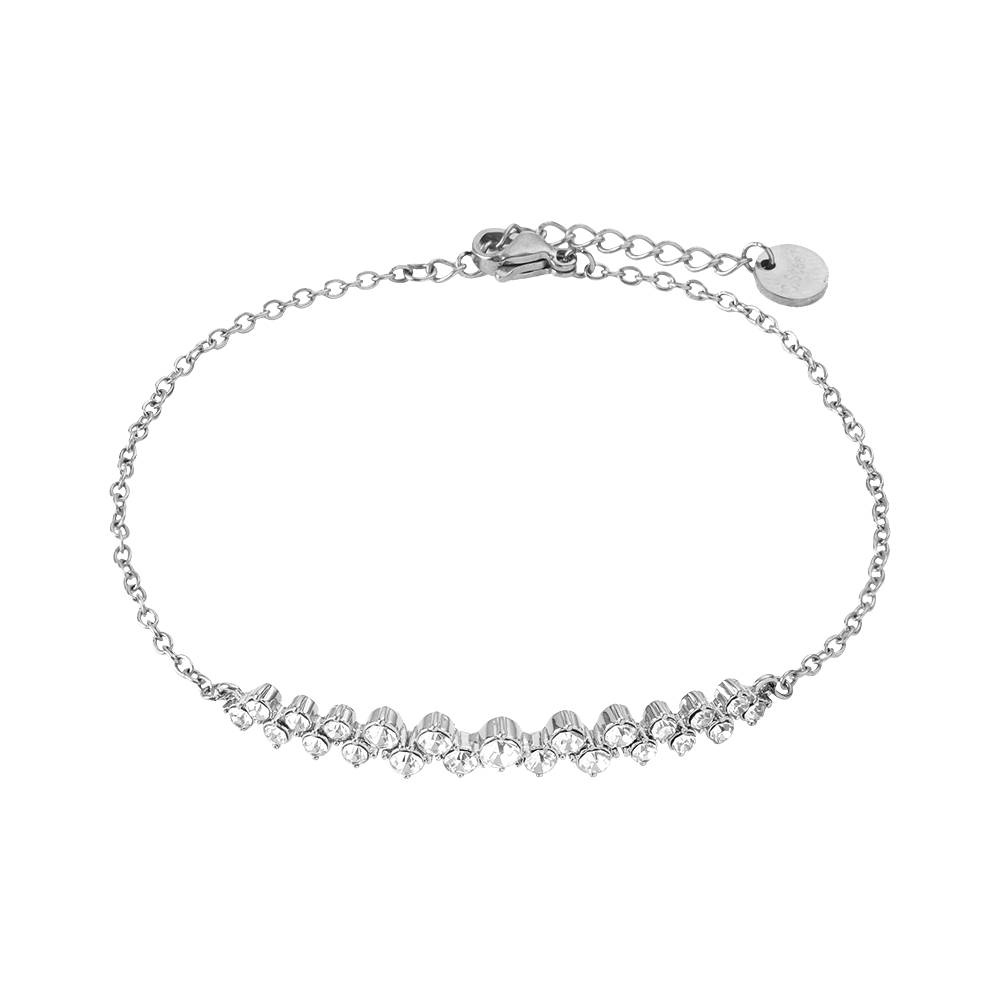 17cm Arc-shaped Smile With Diamonds stainless steel bracelet   