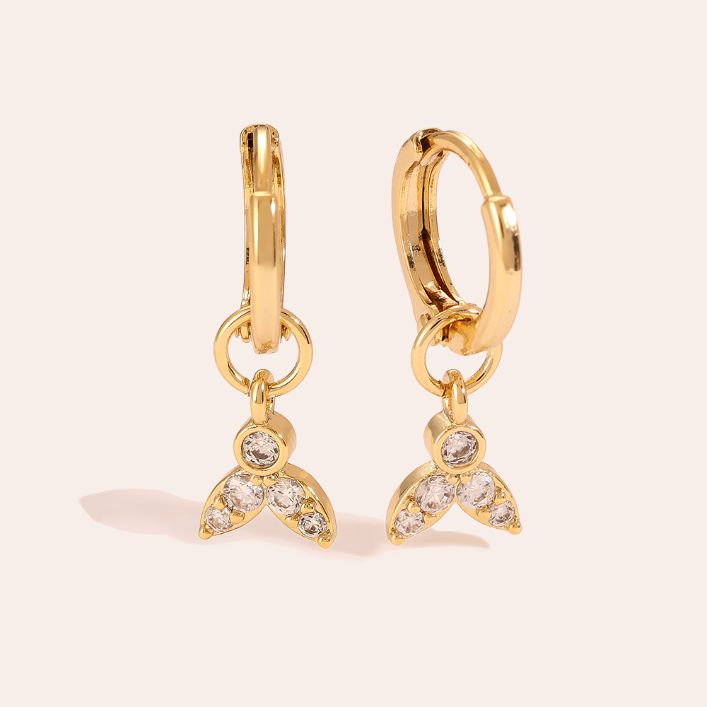 Diamond Fish Tail Gold-plated Earrings     