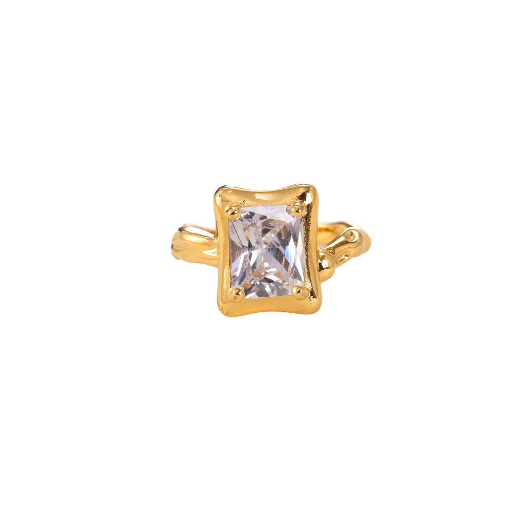 Big Diamond Cube Lava Edelstahl Ring         